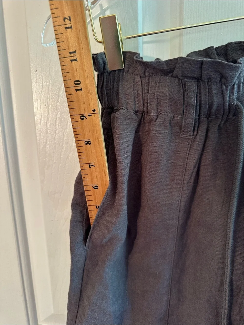RISEN Small LINEN Capsule Minimalist Breathable Dark Gray Elastic Pull On Shorts